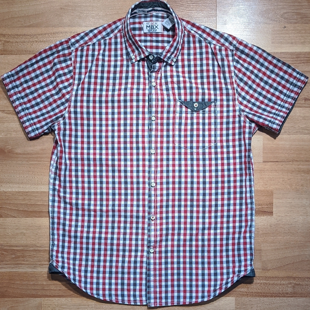 Red and Blue Casual Plaid Button Down Shirt